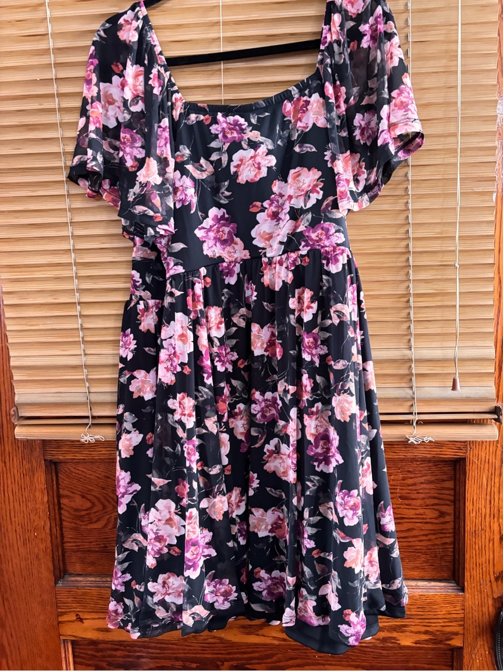 torrid Black Midi Dress with Pink Floral Print - Picture 2 of 13